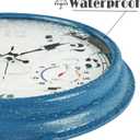 JENLYSTIME 16 Inch Blue Vintage Waterproof Indoor/Outdoor wall Clock with Thermometer & Hygrometer, Large Numerals & Silent Sweep Movement - Ideal for Porch, Garden, Pool, Bathroom