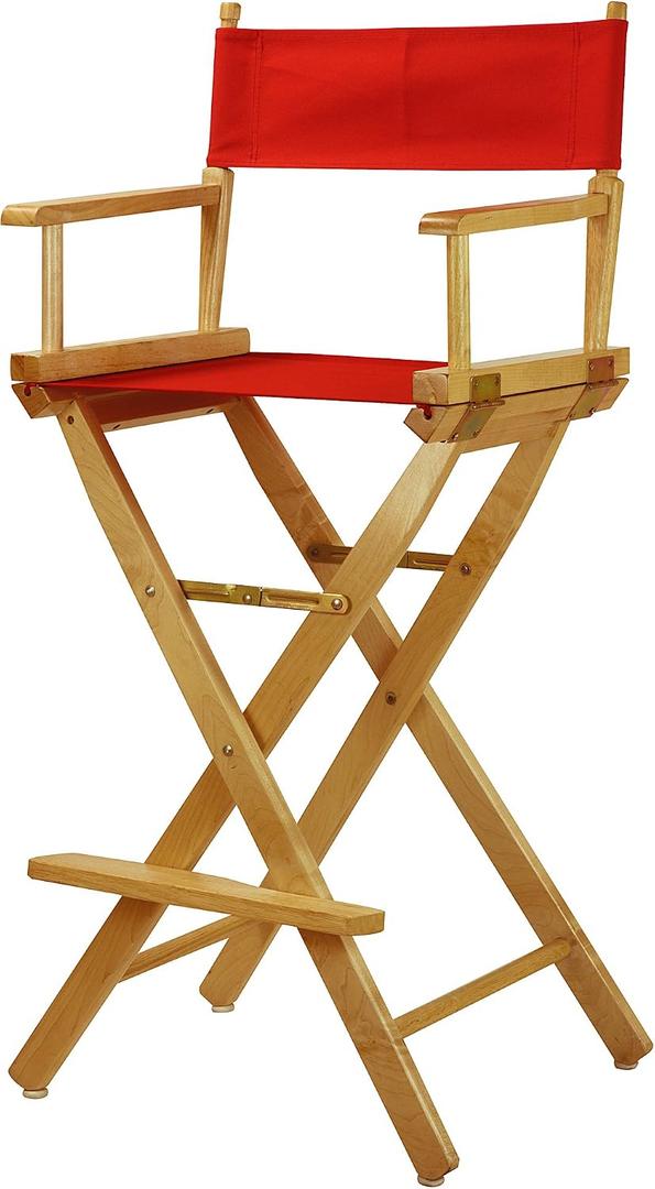Casual Home Director's Chair ,Natural Frame/Red Canvas,30" - Bar Height, 30 in