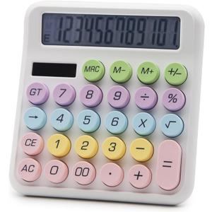 OFFIDIX Calculator 12 Digit Large LCD Display,Basic Desktop Big Button Dual Power Solar Calculator for Office,School,Home,White