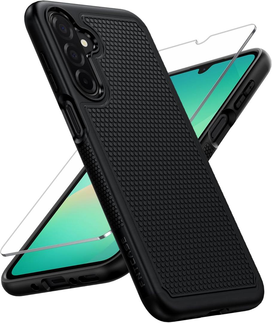 FNTCASE for Samsung Galaxy A26-5G Case: Dual Layer Protective Heavy Duty Cell Phone Cover Shockproof Rugged with Non Slip Textured Back - Military Protection Bumper Tough - 2025, 6.7 inch (Black)