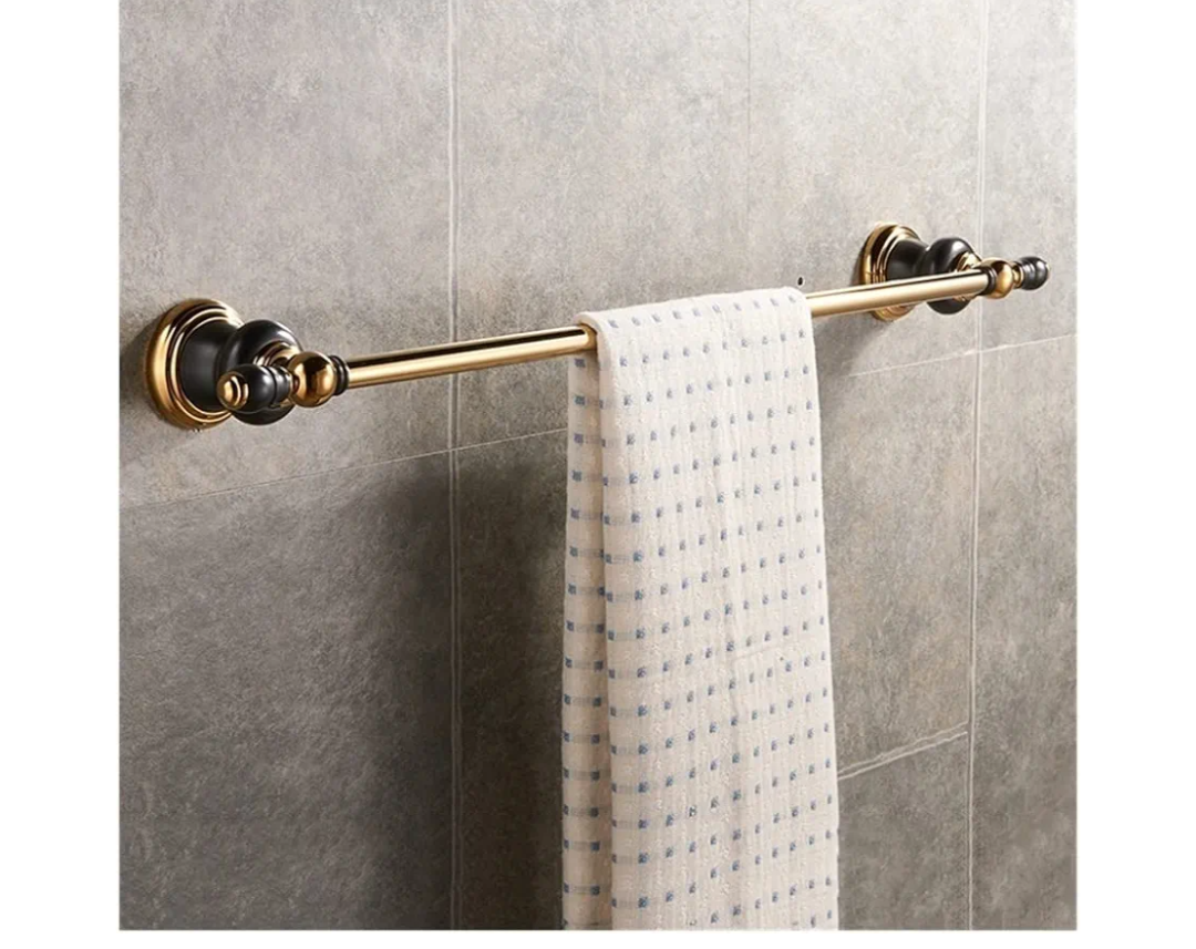 LSLYTQ Towel Rail Rack Wall Mounted Luxury Bathroom Gold Towel Holder, Brass Shiny Towel Bar Smooth for Bathroom Kitchen