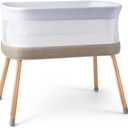 VaVaSoo Rocking Bassinet for Baby 3 Speeds Electric Bedside Sleeper with White Noise, Smart Motion Detection, Automatic Bedside Crib for Newborn, Brownish-Yellow