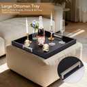 Joy&Grace Large Square Ottoman Tray for Living Room and Coffee Table Decorative Wood Serving Tray with Handles for Breakfast in Bed, Dinner Food TV (Black, 20" x 20" x 2")