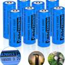 Henreepow 18500 Rechargeable Battery, 3.2v LiFePO4 Lithium Phosphate Battery 1000mAh for Outdoor Garden Solar Lights, Flashlight (8 Pack)