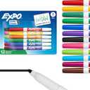 EXPO Dry Erase Markers, Low Odor Ink, Assorted Colors, Fine Tip, 12 Count - Back to School, Teacher, Classroom, Office Supplies