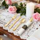 Meanplan 50 Sets 2026 Graduation Party Supplies Tableware Set Gold Pre Rolled Silverware for 50 Guests Class of 2026 Disposable Dinnerware for College High School Congrats Graduation Party Favors