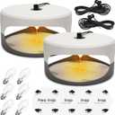 Flea Traps for Inside Your Home, 2 Pack Flea Trap with Sticky Pads Refills & Light Bulb Replacement, Odorless Natural Indoor Bed Bug Light Killer Insect Infestation Treatment Trap for Kids Pet (Gray)