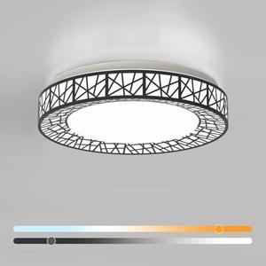 Lightania 16 Inch Flush Mount Ceiling Light, Modern Black LED Ceiling Light Fixture, 28W 2800LM 2700-6500K Adjustable, Dimmable Ceiling Lights for Bedroom, Kitchen, Hallway, Bathroom, ETL Listed