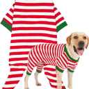Sychien Dog Christmas Pajamas Extra Large,Red and White Striped Pjs for Boy Girl Dogs,Thermal Warm Cotton Christmas Holiday Jumpsuit for Big Dog,3XL