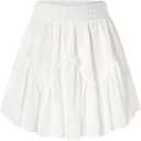 Scarlet Darkness Women Mini Skirt Ruffles Flared Skater Skirts High Waisted Short Renaissance Pirate Skirt (Medium, White)