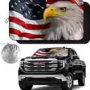 Windshield Sun Shade New American Eagle Flag USA Patriotic Design - Folding Car Front Window Sunshade for Cars SUV Trucks, Max UV Blocking and Keep The Vehicle Cool XL