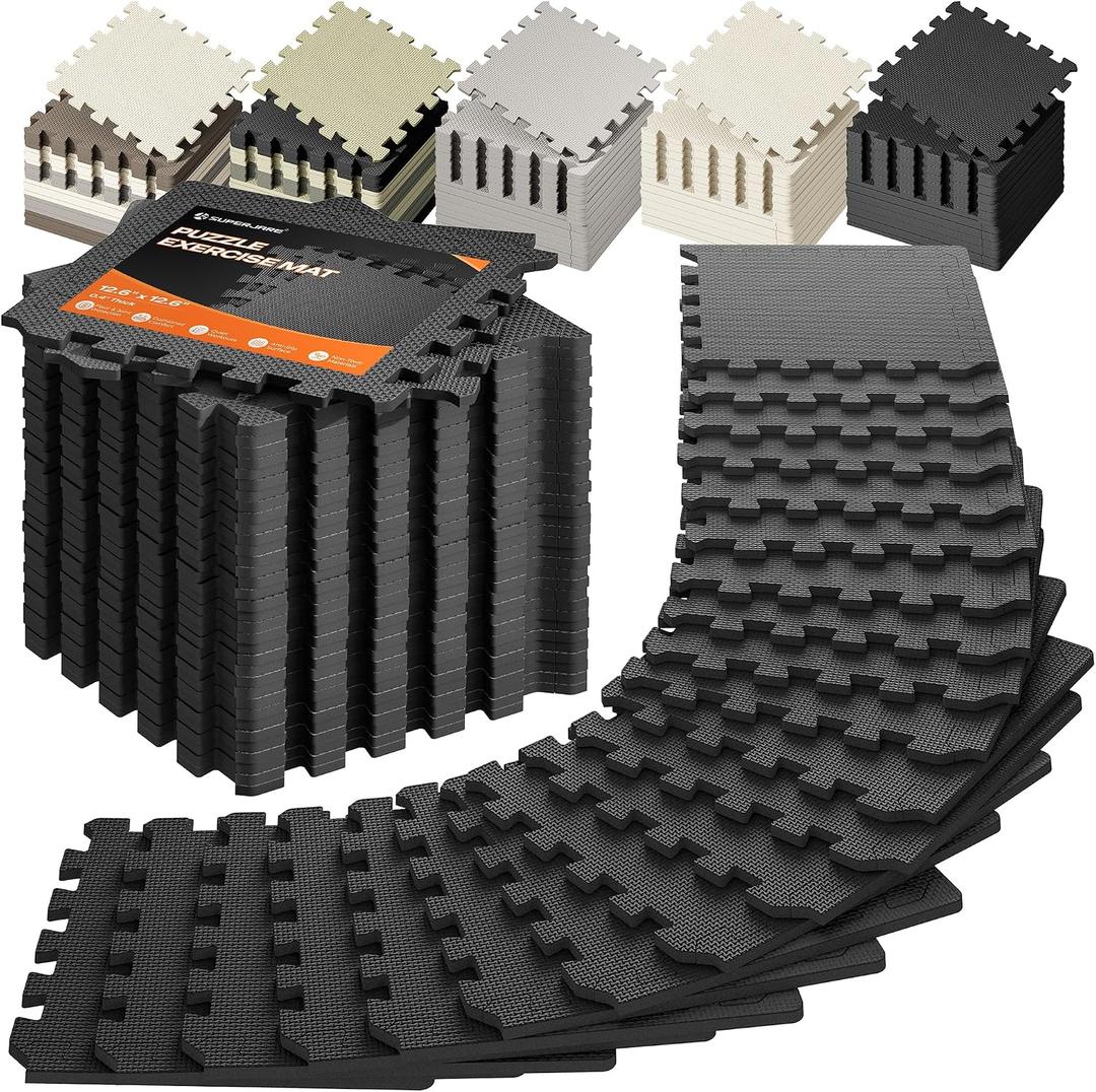 SUPERJARE Gym Floor Mats, EVA Foam Puzzle Exercise Mats, Foam Floor Tiles