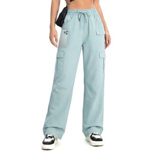 Women's Cargo Pants 28"/30" Lightweight Quick Dry Casual Travel Pant Streetwear for Work Hiking Outdoor with 8 Pockets, Large