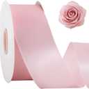 TONIFUL 2 Inch x 50yd Light Pink Satin Ribbon Wide Solid Fabric Ribbon for Gift Wrapping, Floral Bouquets, Bows and Craft Making, Christmas Valentines Birthday Wedding and Party Decoration