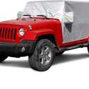 RT-TCZ Car Rain Sunshade Cover Compatible with 2007-2024 Jeep Wrangler JK JL 4 Door Windproof Dustproof Scratch Resistant Outdoor UV Protection Auto Cover