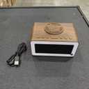 Alarm Clock with Wireless Charging, Bluetooth Speaker, White/Brown Noise Sound Machine Night Light, Wooden Digital Alarm Clocks for Bedrooms, Wireless Charger for iPhone, Birthday Gifts for Men Women