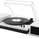 LP&No.1 Modern Turntable Record Player Bundle with Dual Powered Bookshelf Speaker Pair, Built-in, Phono Preamp, Belt Drive, 3-Speed, Wireless Input, Wireless Music Streaming (MWL White Color)