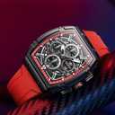 OLEVS Men Watches Business Dress Chronograph Big Square Quartz Analog Male Watch Silicone Strap Waterproof Date Gift Mens Wrsit Watch Silver