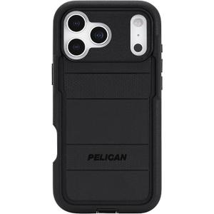 Pelican Voyager iPhone 17 Pro Max Case [Compatible with MagSafe] Rugged Phone Case w/ 24ft Military-Grade Drop Protection - Heavy Duty Phone Cover w/Belt Clip Holster for iPhone 17 Pro Max - Black