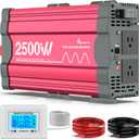 2500 Watt Pure Sine Wave Power Inverter 12V DC to 110V 120V Converter for Home, RV and Off-Grid Solar Systems with Type-C Port, 2 AC Outlets, Dual USB Ports, Remote Control with LCD Screen