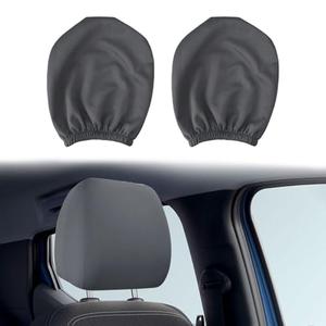 2PCS Soft Car Head Rest Cover Protector - Universal Car Seat Headrest Cover - Reusable Headrest Anti-Dirty Covers Car Headrest Protector - Auto Interior Decorative Accessories for Cars Trucks (Grey)