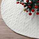 72 Inch Large Faux Fur Christmas Tree Skirt for 7.5ft to 12ft Tree Crossed Diamond Textured Pattern White Christmas Tree Skirt Luxury Xmas Decorations Soft Boho Trees Decorations for Party Home Decor