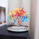 Incense Holder for Sticks with Flat Decorative Life Tree, 2D Life Tree Incense Burner with Ash Catcher for Meditation Yoga Spa Room Decor(Rainbow Color)