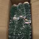 30pcs Mini Christmas Trees, Artificial Christmas Pine Tree Mini Bottle Brush Trees Tabletop, Small Sisal Trees with Wooden Bases, Xmas Holiday Home Decor (Green-A)