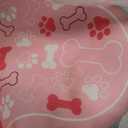 Dog & Cat Food Mat Bone Shaped Pet Feeding Mat Quick Absorb Water Bowl Placemat with Rubber Backing Indoor Floor Stain Resistant Pet Accessory Supplies (Light Pink Small, 12x18 Inches)