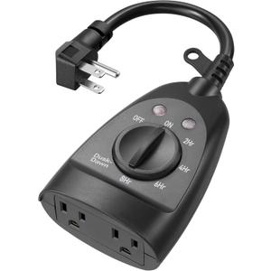 DEWENWILS Outdoor Timer Outlet Waterproof, Heavy Duty Outdoor Light Timer with Dusk to Dawn Sensor, 2 Grounded Outlets, 15A 125V 60Hz, Waterproof for String Lights, ETL Listed