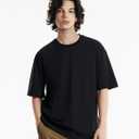 Heavyweight Cotton T-Shirts for Men Women Unisex Short Sleeve Tees Crewneck Tops Loose Casual (White, L)