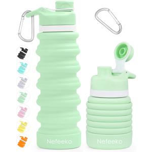 Nefeeko Collapsible Water Bottle, 26oz Silicone Foldable Water Bottles Leakproof BPA Free Travel Water Bottles with Carabiner, Portable Sport Water Bottles for Camping,Hiking Outdoor Indoor Sport