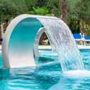 Stainless Steel 304 Pool Fountain Silver Color for Ground Pools Garden Outdoor Waterfalls Sheer Descent Pond Water Feature-15.7" Height