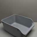 Large Cat Litter Box with High Sides, Cat Boxes for Indoor Cats, Cat Litter Pan for Kitty, Litter Box with Low Entry, Anti-Splashing, Easy to Clean (Grey)