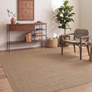 GarveeHome Easy Jute Rug 8x10 Washable Non Slip Solid Jute Living Room Rugs