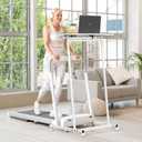 Eocnrhe Treadmill Desk, Mobile Small Standing Desk with Wheels for Walking Pad, Portable Table for Laptop, Rolling Table Adjustable Height, Bedside TableWhite, 27.55" L X 15.74" W X 36.92" To 55.9" H