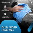 Fantasticlean Microfiber Towels for Cars, Tear Away Car Detailing Cloth Roll, RV Boat Drying Polishing, Edgeless Plush, Coral Fleece, Ultra Absorbent, Scratch-Free, 14" x 14", 20 Pack (Blue)