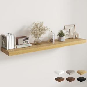 Fun Memories 12 Inch Deep Floating Shelves, 67 Inch Long Extra Large Floating Shelves for Home & Office, Wall Shelves with Invisible Bracket, Oak, Set of 1, 12"D x67"L - 1P