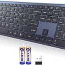 Wireless Keyboard-2.4G Ultra Slim Quiet Full Size USB PC Computer Keyboard,19 Multimedia Keys, Number Pad, Plug& Play, Lag-Free Ergo, Long Battery Life for Desktop, Laptop, Smart TV, MAC, Windows, QWERTY, Spacegray