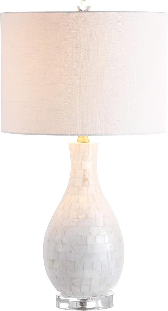 JONATHAN Y JYL1058A Josephine 26.5" Seashell LED Table Lamp Coastal Contemporary Bedside Desk Nightstand Lamp for Bedroom Living Room Office College Bookcase LED Bulb Included, White