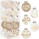 20 Pack Farmhouse Christmas Ornaments, 70mm/2.76" Rustic Christmas Ball Ornaments, Large Clear Plastic Tree Decorations for Xmas Holiday Home Wedding Party Decor