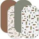 Lounsweer 4 Pack Fishing Bassinet Sheets 32 x 16 x 4 Inches Stretchy Neutral Fitted Baby Fishing Bassinet Mattress Sheets for Standard Mattress Gift Set