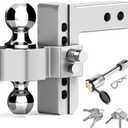 Adjustable Trailer Hitch - 6 Inch Drop Hitch (Fits 2-Inch Receiver), 12,500 LBS GTW Aluminum Tow Hitch, (2" & 2-5/16") Chrome Plated Steel Ball Mount & Anti-Theft Locking Hitch Pins
