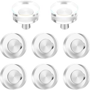 Hotop 8 Pieces Glass Cabinet Knobs Crystal Pulls Gold Cabinet Dresser Handle Bulk Brass Drawer Pull for Furniture Kitchen Cupboard Hardware Office Nightstand Decor (Crystal Style) (['Clear'])