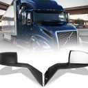 Hood Mirror Left Driver Side & Right Passenger Side Replacement for Volvo VNL 2018-2024 (Black, Left)