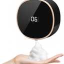 Smart Automatic Soap Dispenser Foam Bathroom with 3 Adjustable Modes, IPX5 Waterproof, LED Display for Temperature, Time & Battery, Touchless Hand Soap Dispenser for Bathroom, Kitchen, Office (Black)