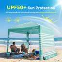 Gorich Beach Cabana with UPF50+ UV Protection, 8x8 FT/10x10 FT Beach Canopy Tent with Side Wall, Easy Setup, Windproof Portable Sun Shelter Shade for Family
