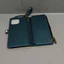 Defencase Compatible with iPhone 16 Pro Max Case Wallet with RFID Blocking Card Holder for Woman, PU Leather Magnetic Snap Flip Zipper Strap Wallet Phone Case for iPhone 16 Pro Max 6.9", Blue Green