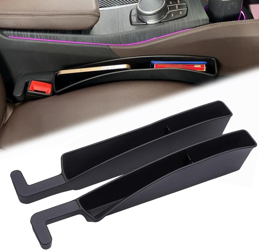 2 Packs Car Seat Gap Filler Organizer, Dual Slot Car Seat Gap Organizer, Gap Filler for Car, SUV, Trunk, Sedan Side Seat Gap Between Seat and Console, Car Seat Gap Plug with Storage Slot (Black)