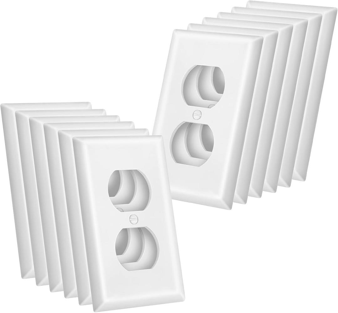 12Pack Duplex Outlet Covers Wall Plate, Dual Light Switch Cover, UL Listed, Standard Size 1-Gang 4.53" x 2.76", Unbreakable and High Temperature Resistant Wall Outlet Covers (White)
